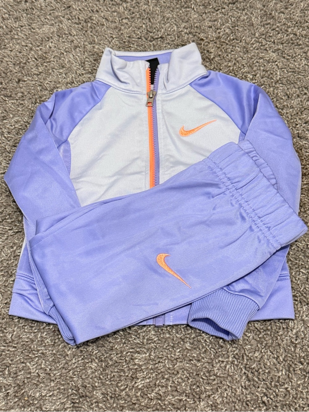 Nike Lilac & White Track Jacket and Pants Set with Orange Swoosh